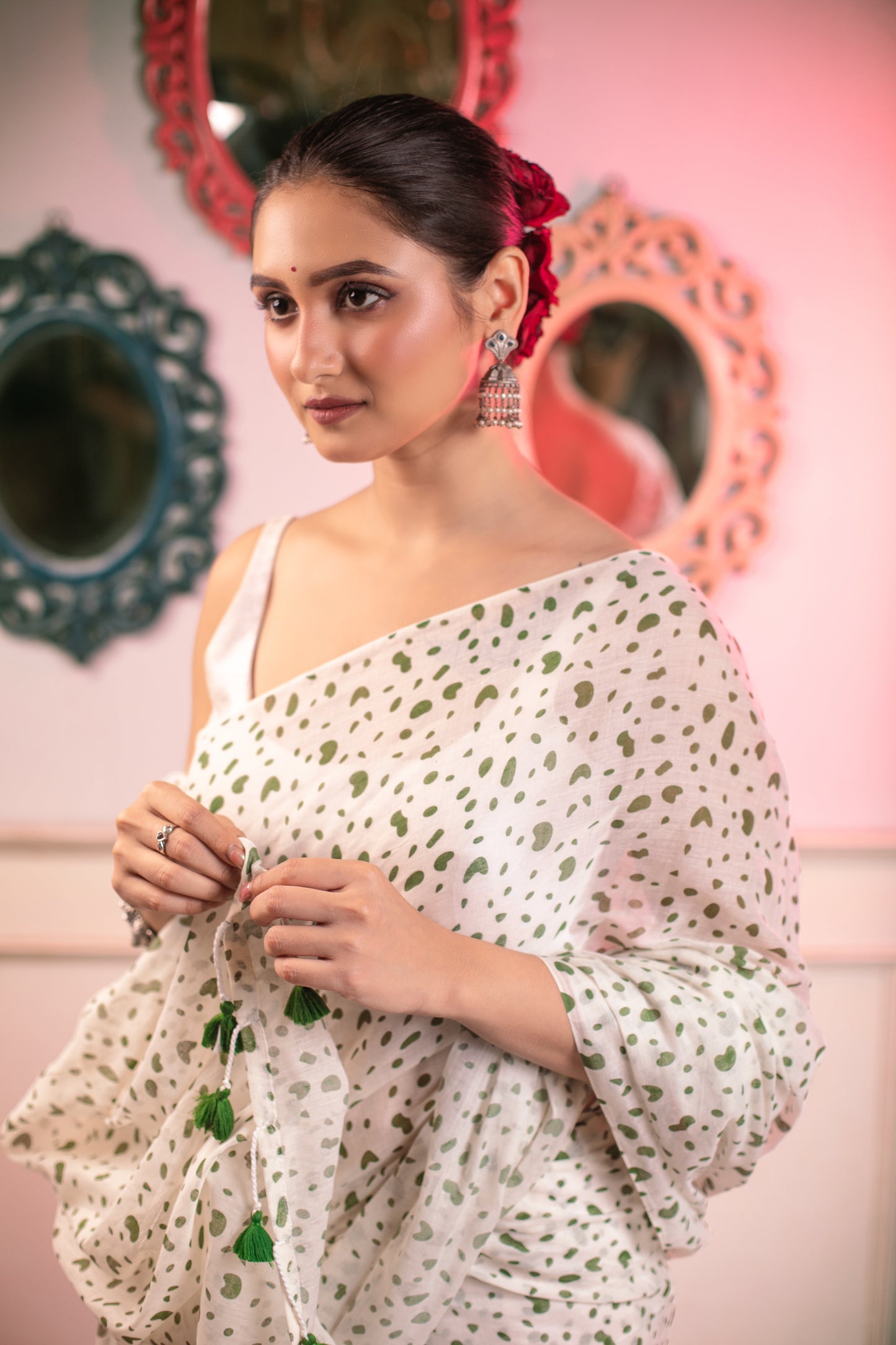 Green Printed Daily Wear Cotton Blend Saree