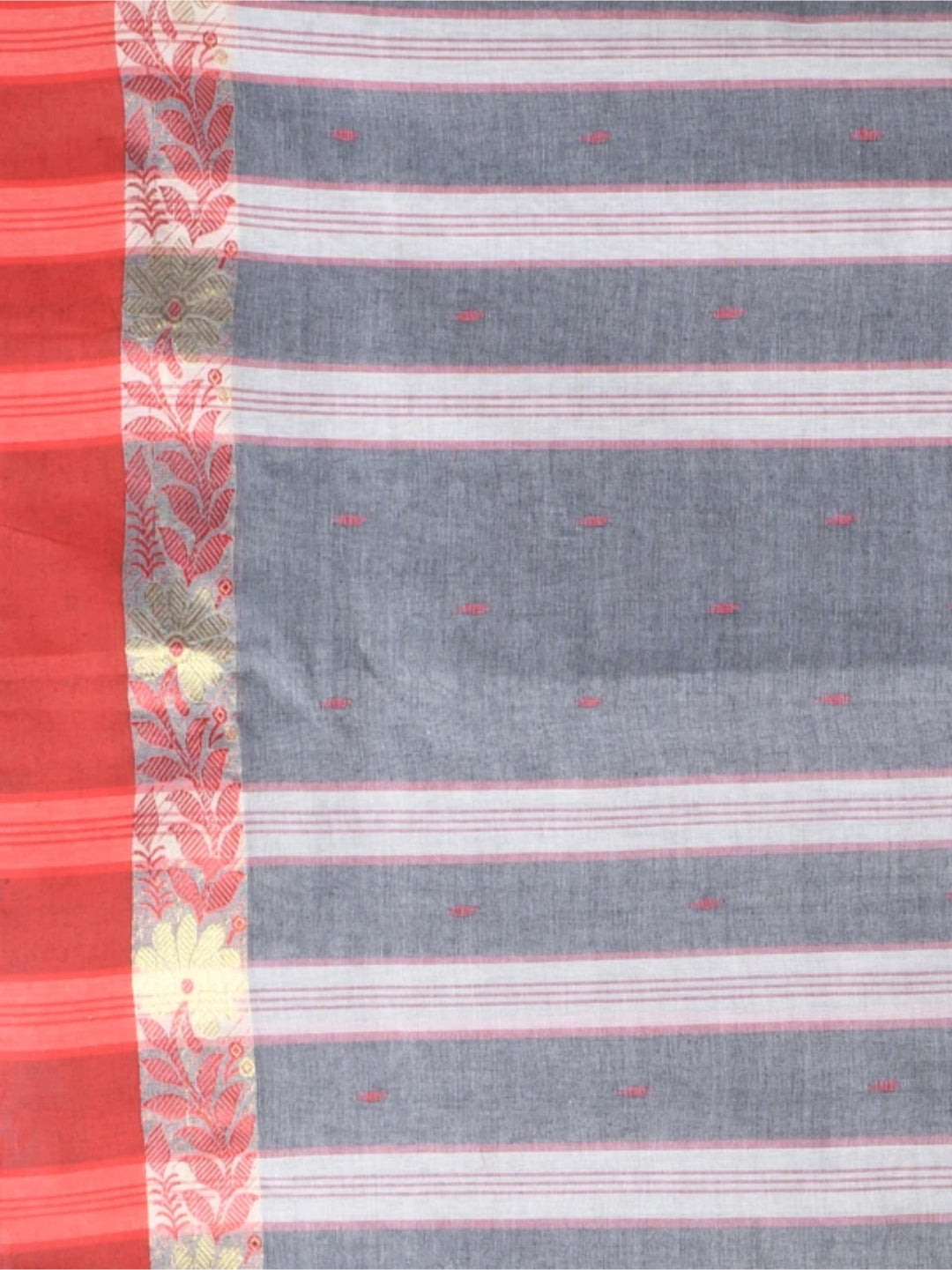 Sutayan Grey Cotton Taant Jamdani Saree