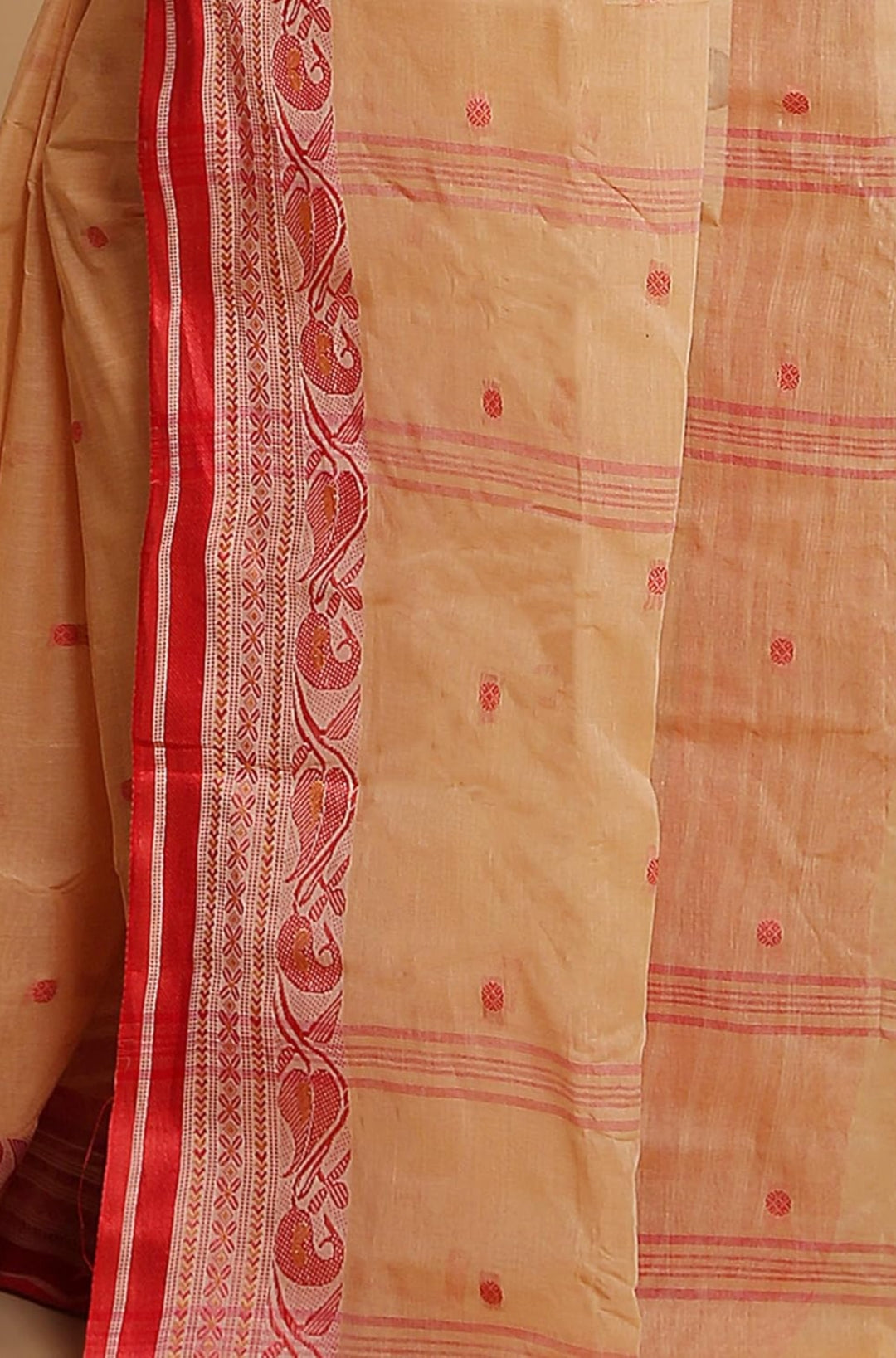 Sutayan Beige Cotton Taant Saree
