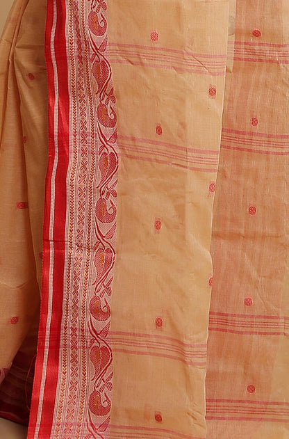 Sutayan Beige Cotton Taant Saree