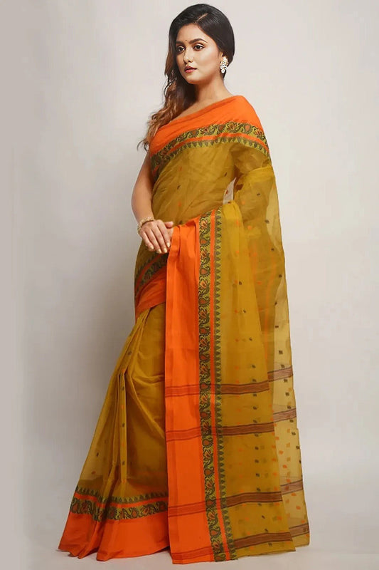 Sutayan Yellow Taant Jamdani Saree