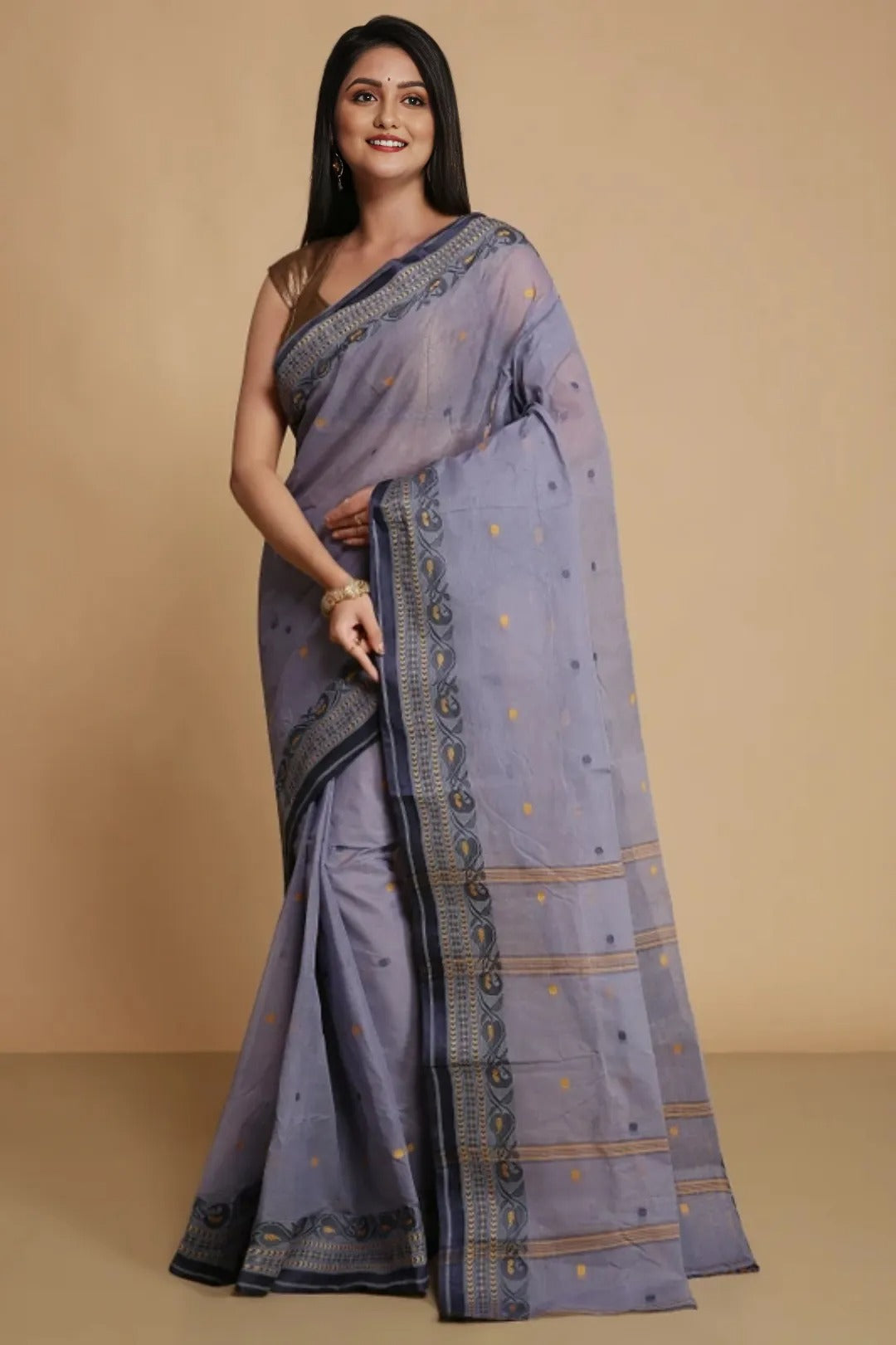 Sutayan Grey Bengal Taant Saree