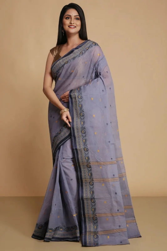 Sutayan Grey Bengal Taant Saree