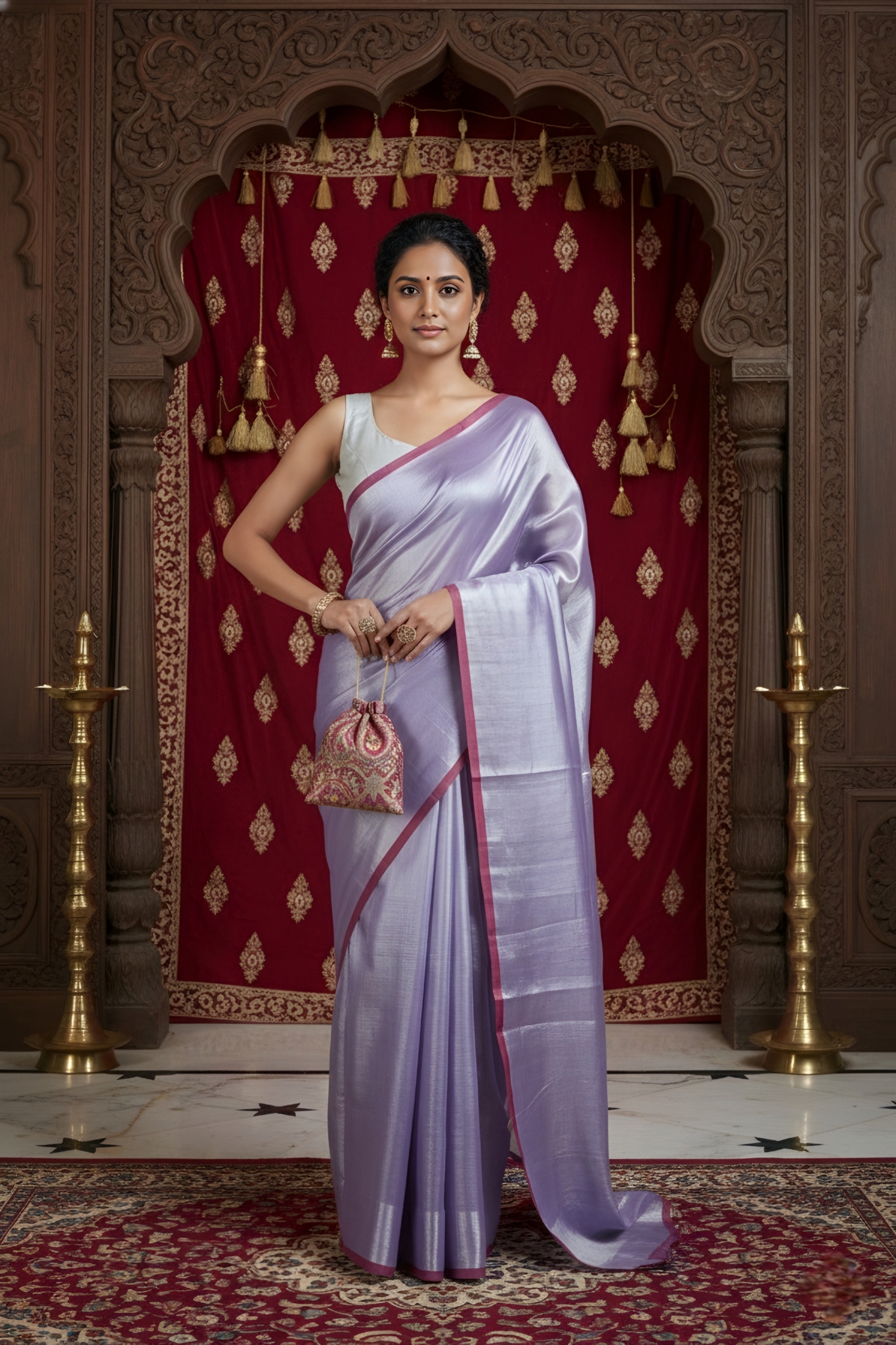 Sutayan Lavender Color Tissue Saree