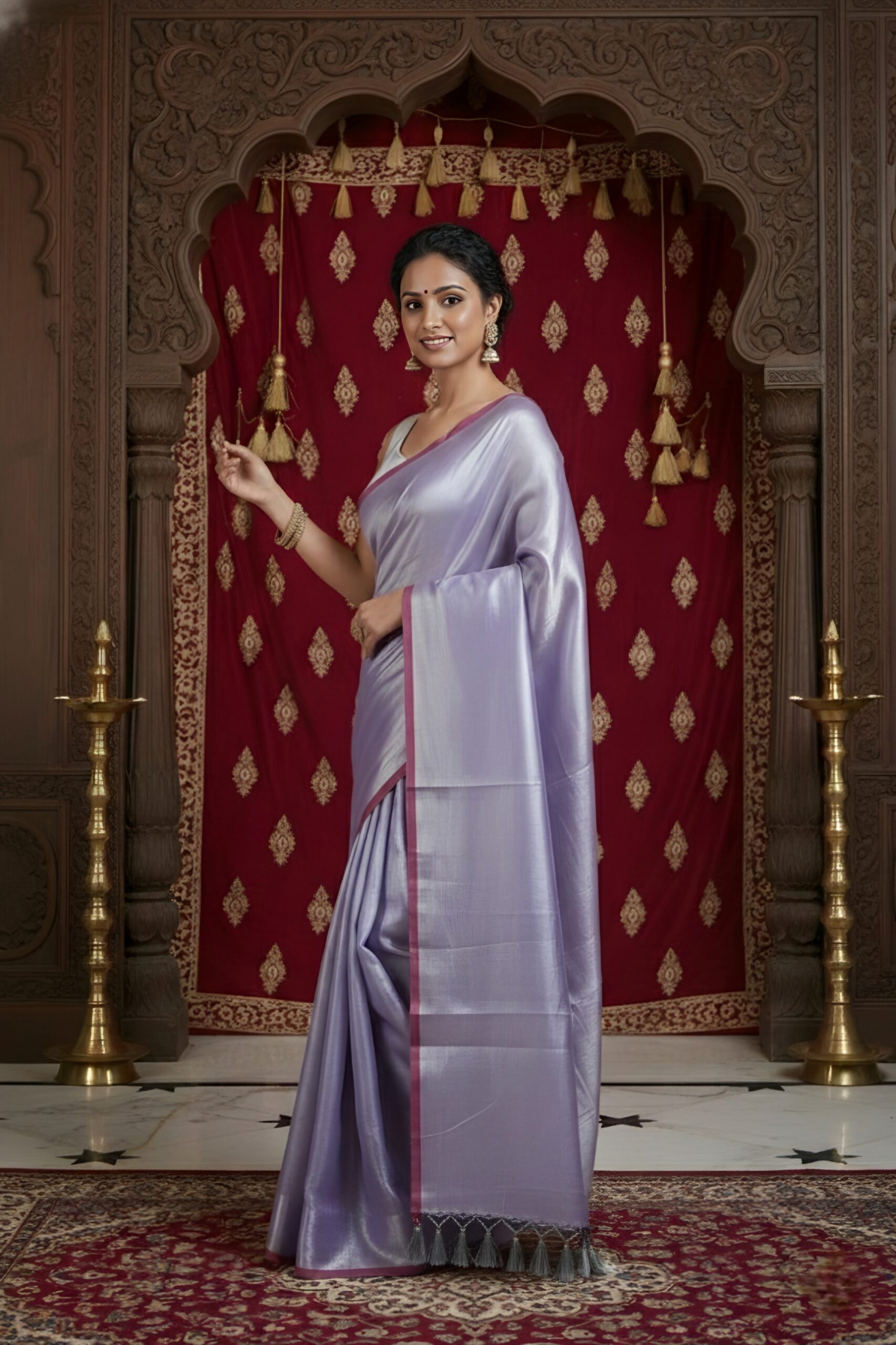 Sutayan Lavender Color Tissue Saree