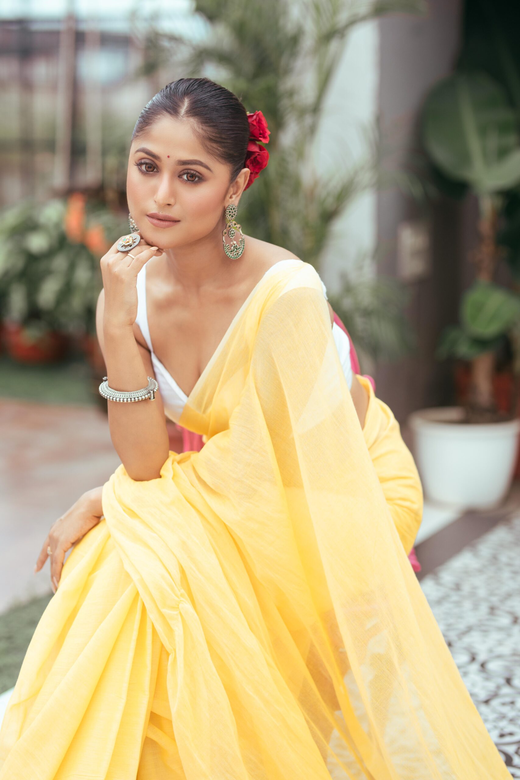 Ultra-Soft Lemon Yellow Pure Mul Cotton Saree with Elegant Pom-Pom Tassels – Breezy Summer Wear | Sutayan