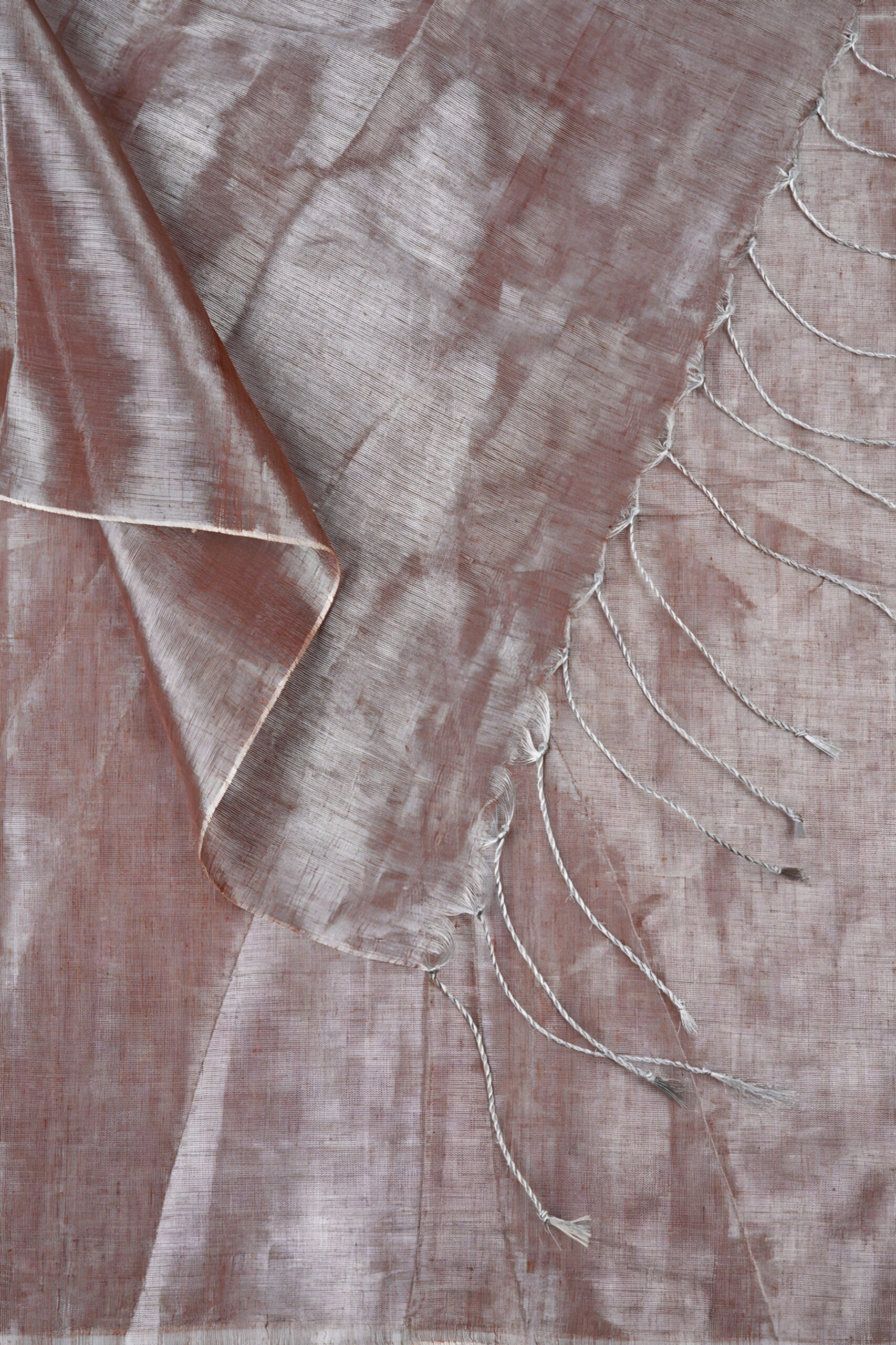 Metallic Rose Gold Tissue Silk Saree with Blouse Piece – Elegant Festive Wear | Sutayan