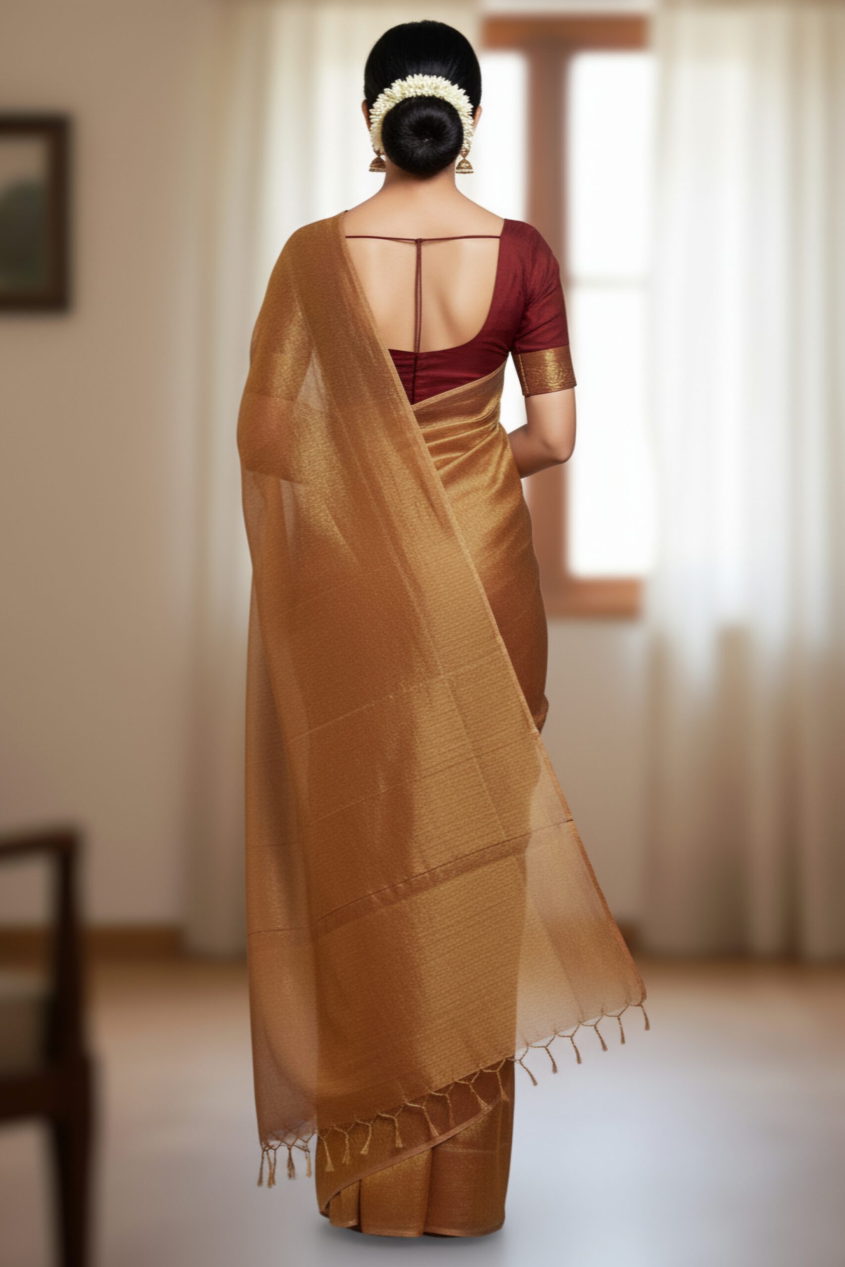 Royal Antique Gold Tissue Silk Saree with Blouse Piece – Elegant Festive & Wedding Wear | Sutayan