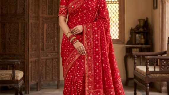 red kardana jamdani saree